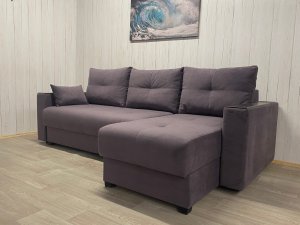 Диван угловой Комфорт-3 НПБ+МДФ, велюр Monaco 8 в Лысьве - lysva.magazin-mebel74.ru | фото
